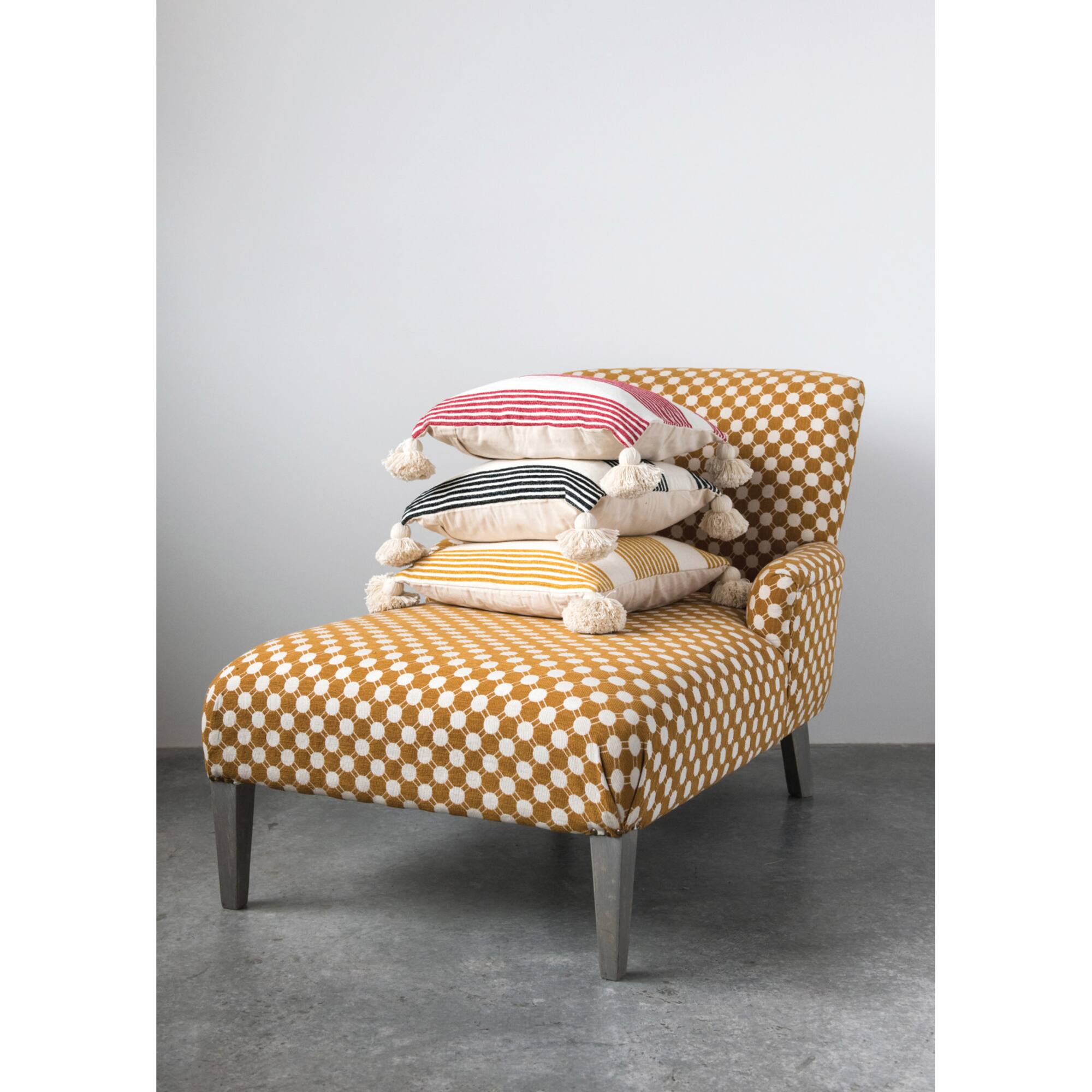 Hello Honey® Cream & Mustard Striped Pillow with Tassels